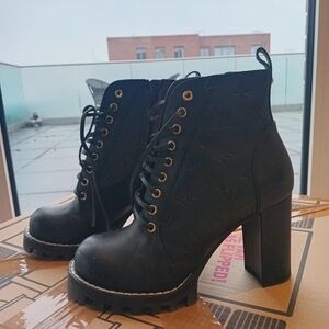 Louis Vuitton Black Lace-Up Ankle Booties